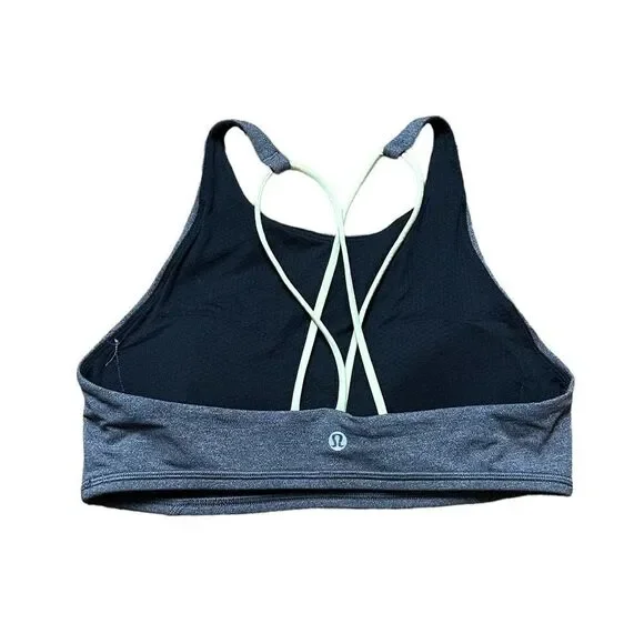 Lululemon Energy Gray Strappy Razorback Workout Support Sport Bra